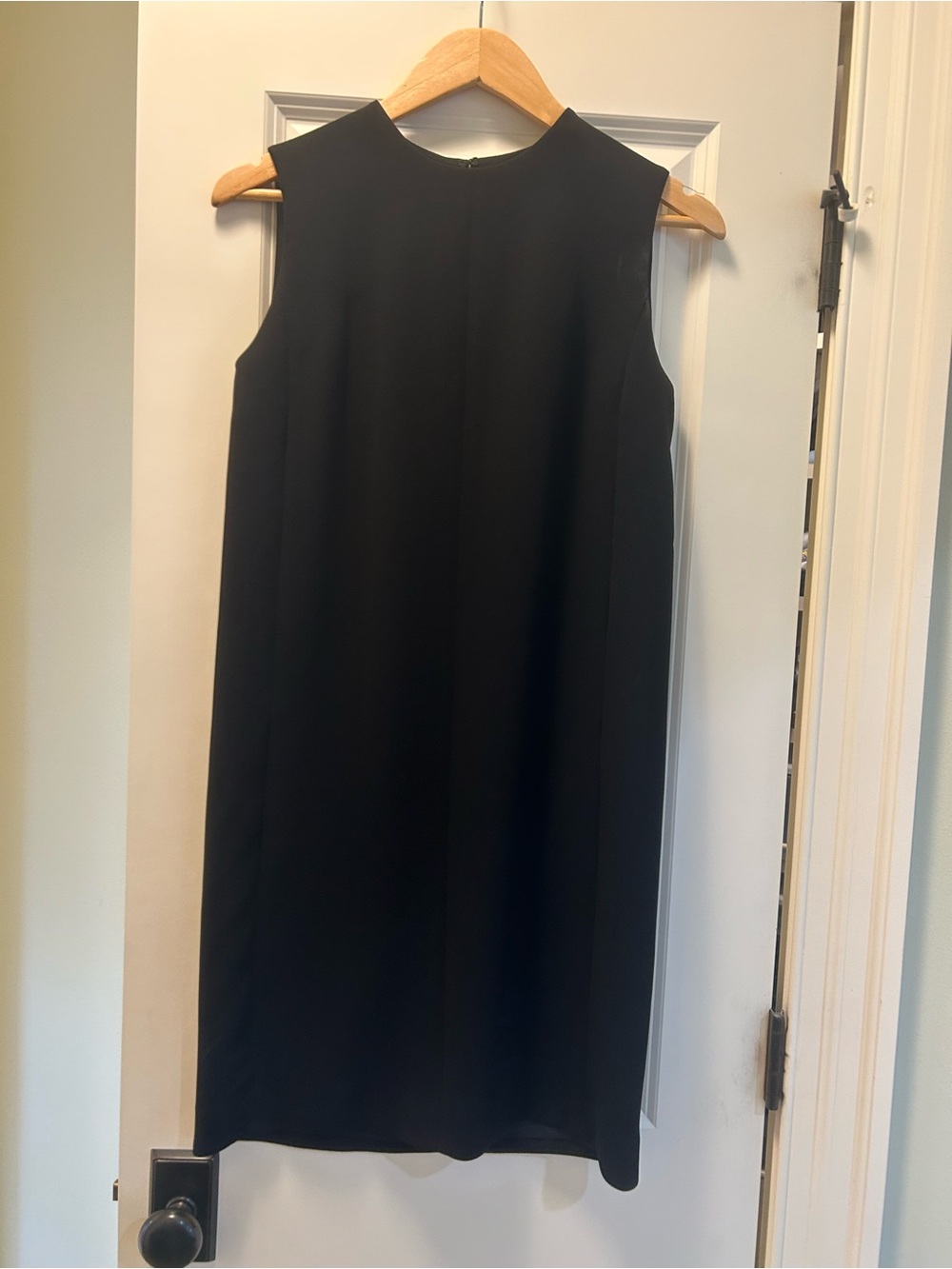 Vince Black Sleeveless Shift Dress. Open in back.